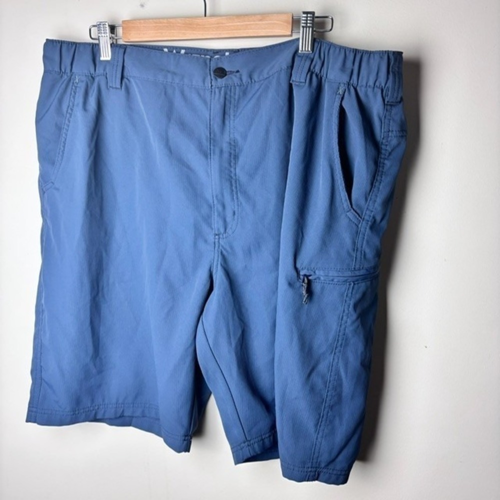Mens Wrangler 40 Chino Shorts Blue Stretch Outdoor Performance Side Elastic